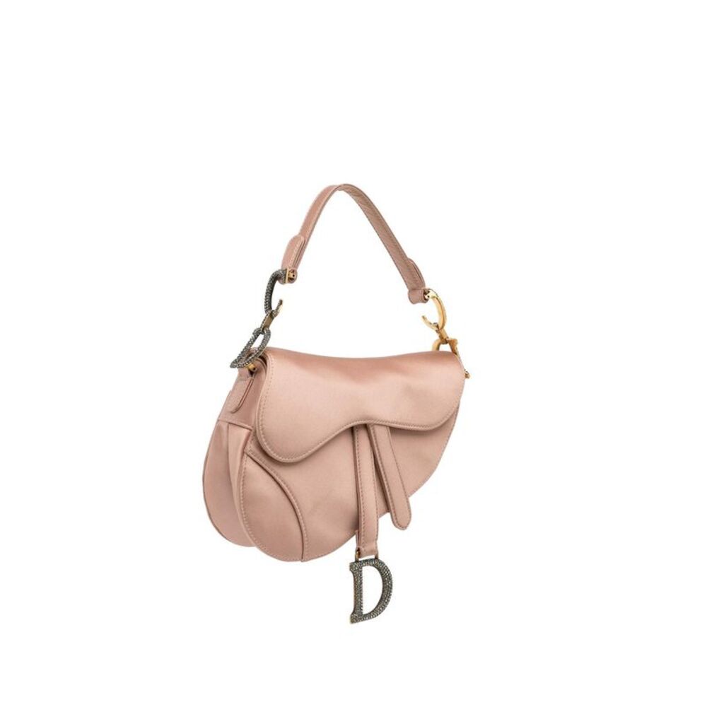 Pre Loved Dior Mini Saddle Bag Crystal Charm Women Pink Messenger Bags - Picture 2 of 8